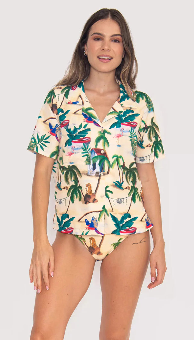 Vibra Bonita Printed Caribbean Island Shirt