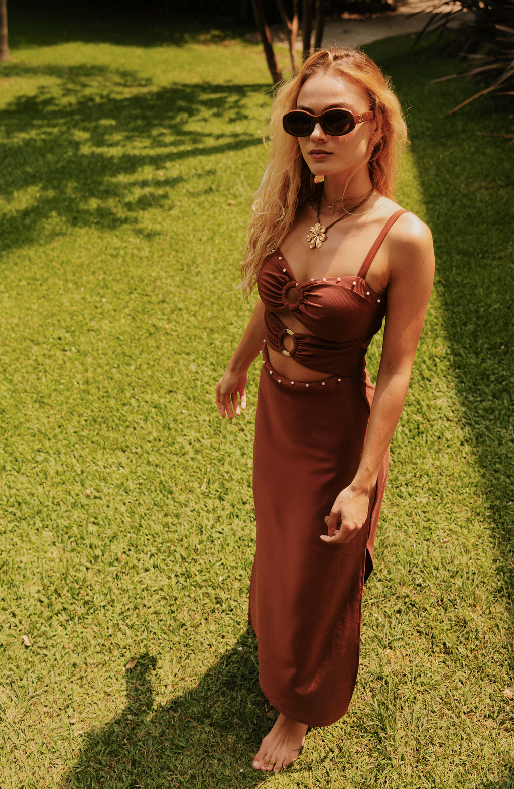 Vestido Toscano con Perlas, Colección Limoncello