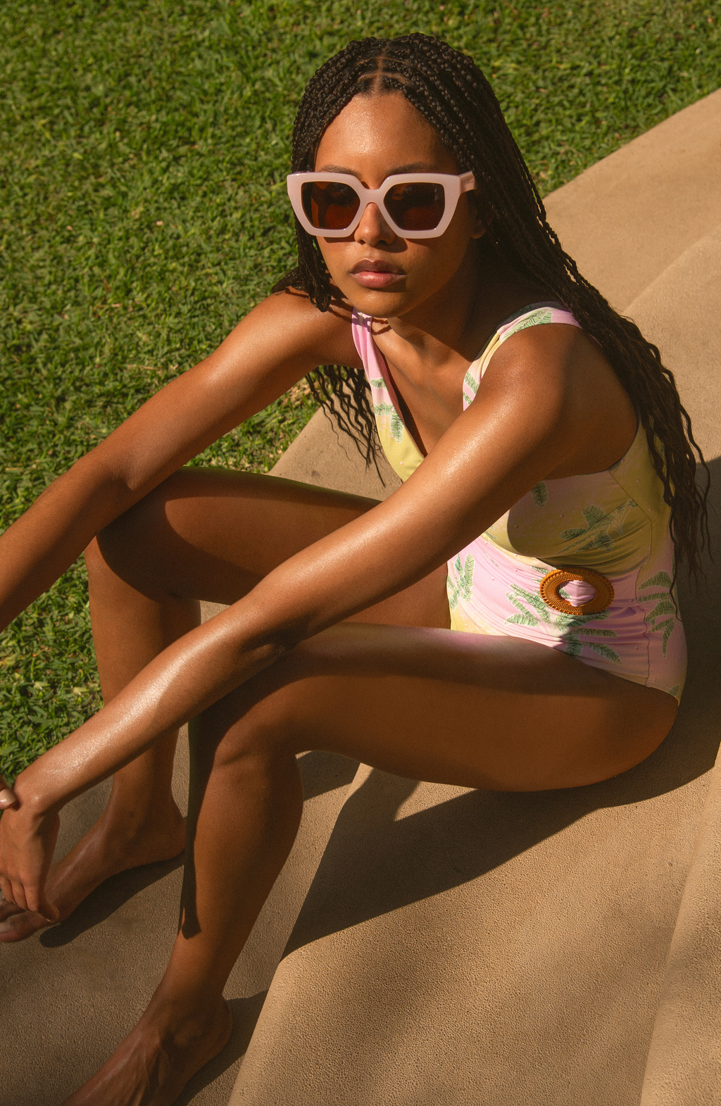 Dancing Multicolor Palm Trees, Printed Full Swimsuit
