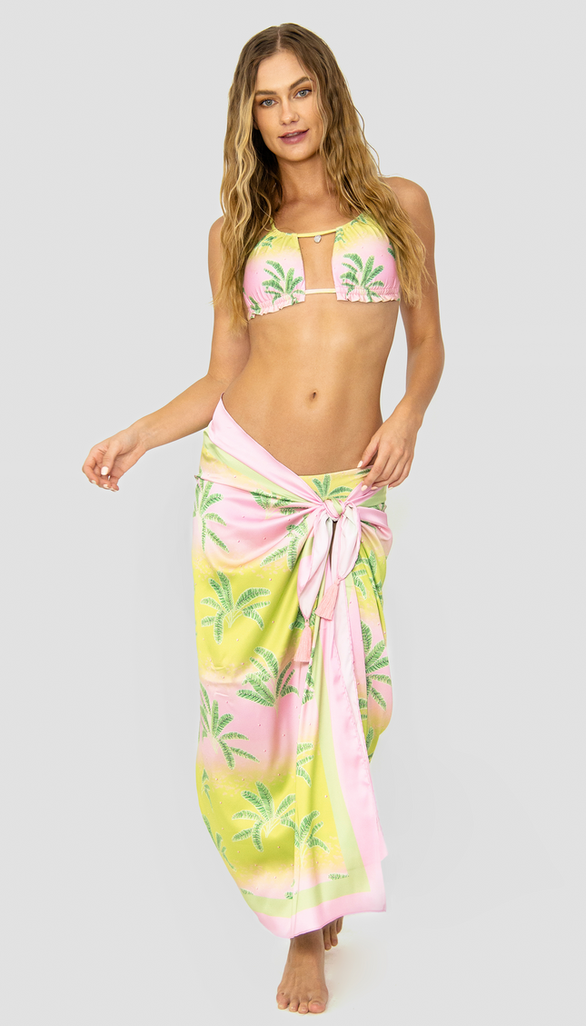 Long Sarong with Gradient Print and Aurora Palms