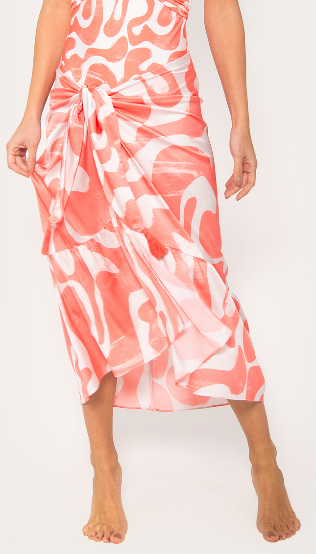 Abstract Dancing Coral, Printed Long Pareo