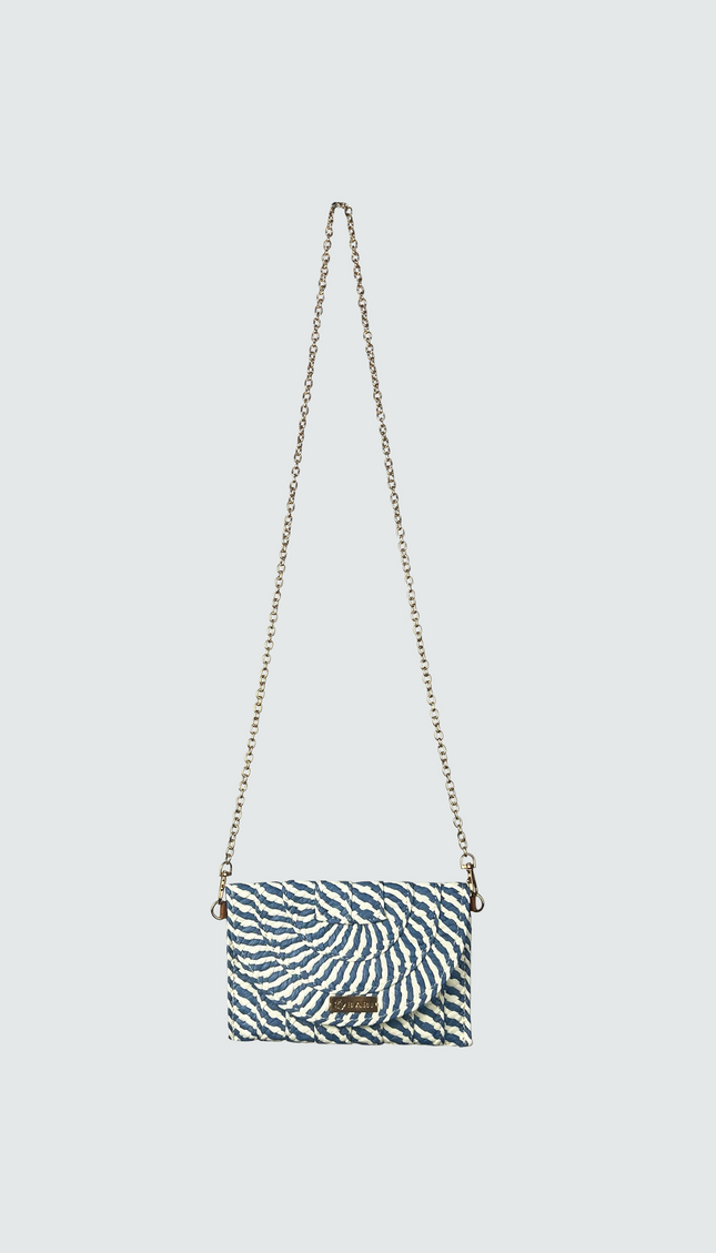 Small Multicolor Wicker Handbag with Chain