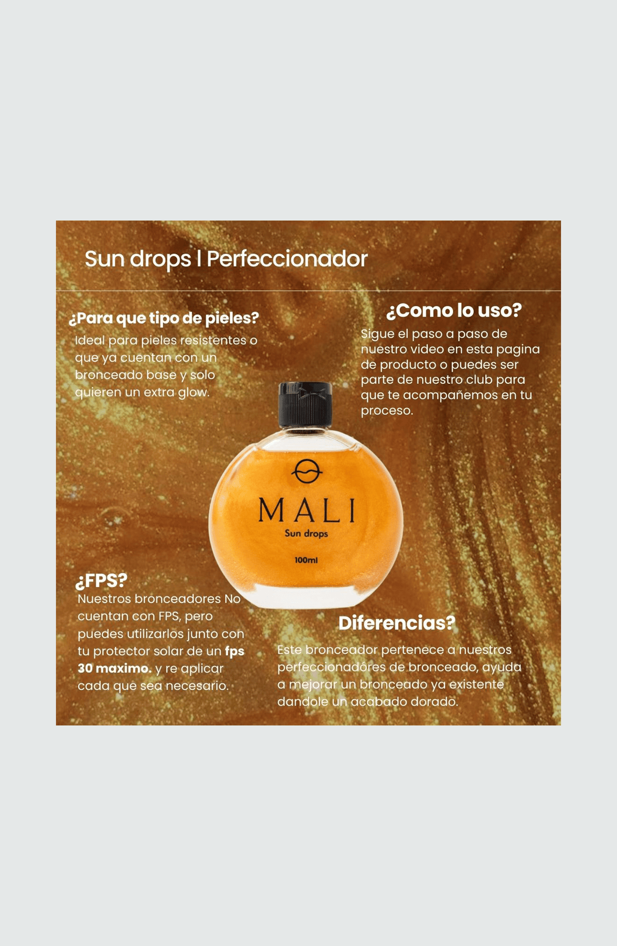Acelerador de bronceador Mali Sun Drops - Bari, los mejores trajes de baño y Bikinis. Diseño y tecnología juntos.