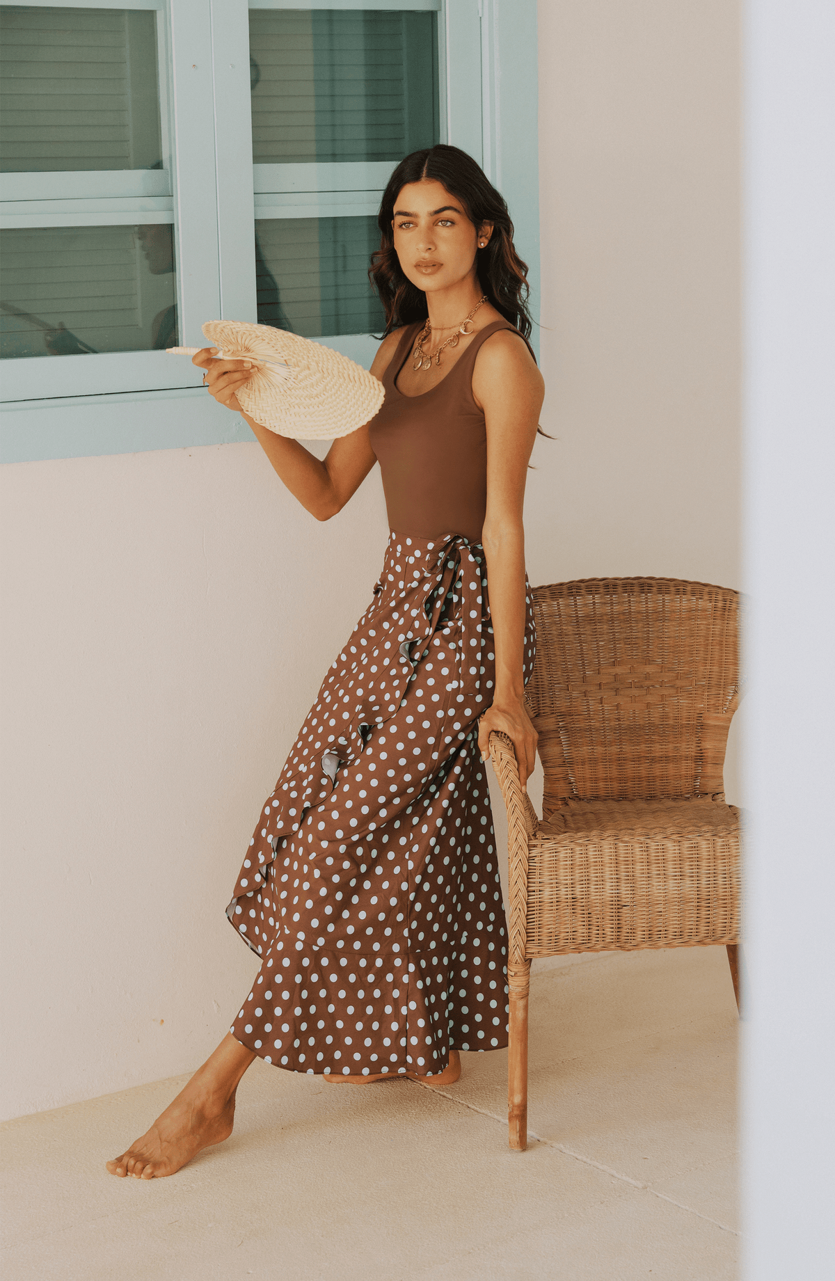 Conjunto Blusa y Falda Polka Dots , Colección ODISEA - Bari, los mejores trajes de baño y Bikinis. Diseño y tecnología juntos.