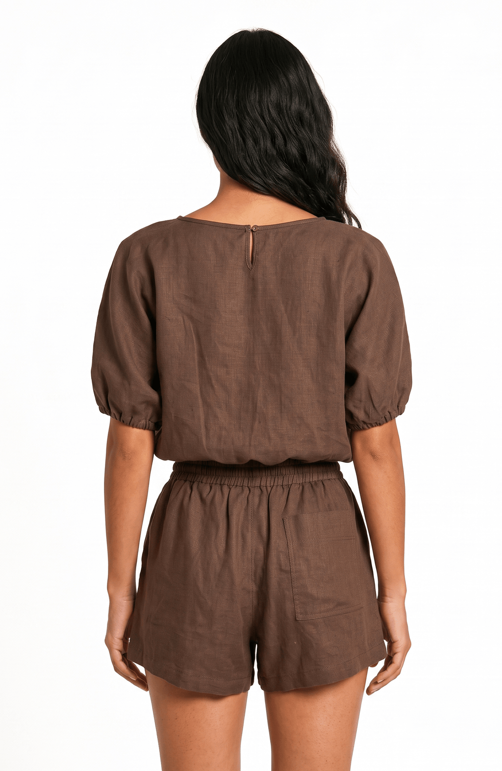 Conjunto Blusa y Shorts Café , Colección Alquimia - Bari, los mejores trajes de baño y Bikinis. Diseño y tecnología juntos.