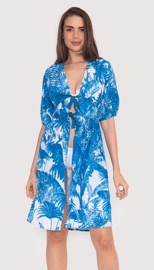 Cover Up / Pareo Estampado Cascada Azul Vibra Bonita - Bari, los mejores trajes de baño y Bikinis. Diseño y tecnología juntos.