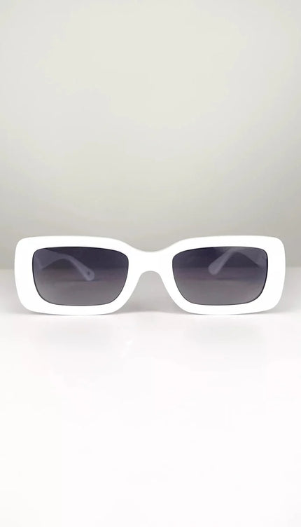 Polarized White Rectangular Sunglasses