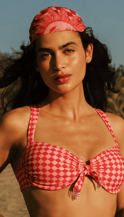 Mascada Estampada Cuadros, Colección Alma Frutal - Bari, los mejores trajes de baño y Bikinis. Diseño y tecnología juntos.