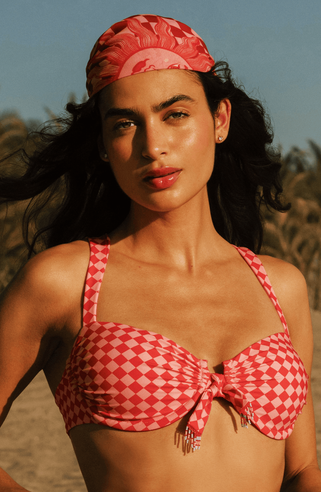 Mascada Estampada Cuadros, Colección Alma Frutal - Bari, los mejores trajes de baño y Bikinis. Diseño y tecnología juntos.