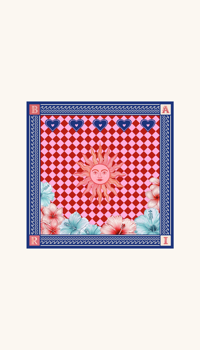 Mascada Estampada Cuadros, Colección Alma Frutal - Bari, los mejores trajes de baño y Bikinis. Diseño y tecnología juntos.