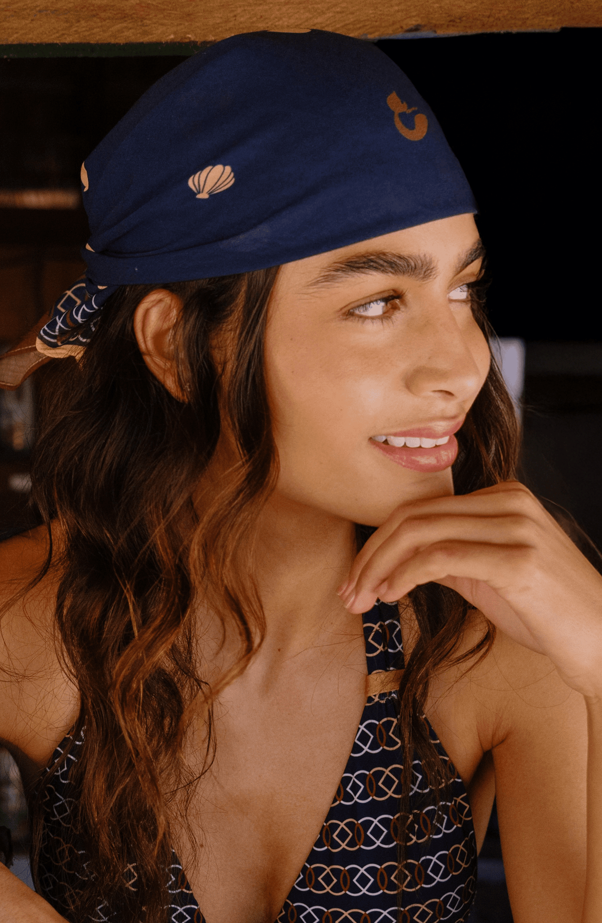 Mascada Estampada Nautical Knots, Colección Alma Frutal - Bari, los mejores trajes de baño y Bikinis. Diseño y tecnología juntos.