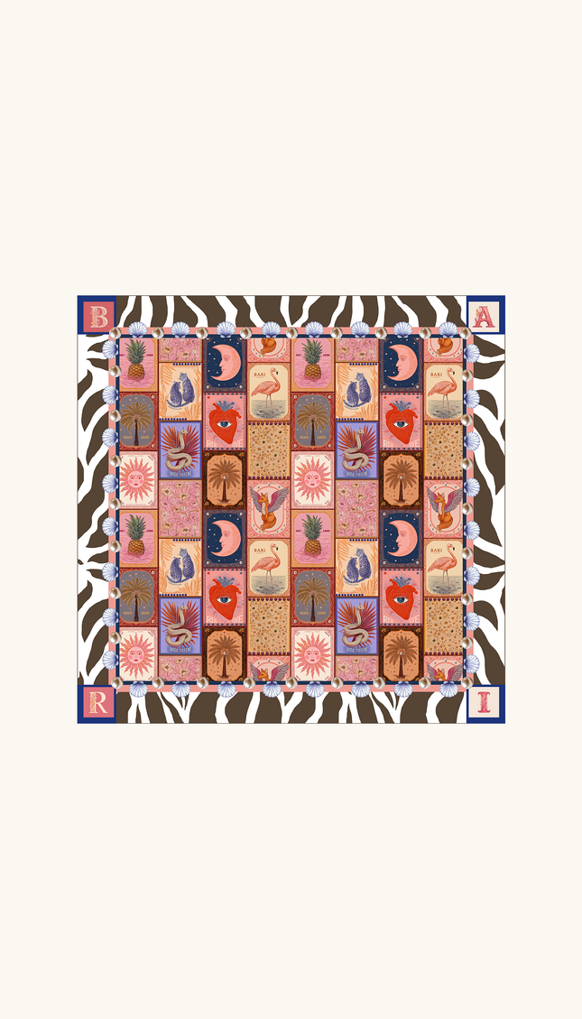 Mascada Estampada Tarot, Colección Alma Frutal - Bari, los mejores trajes de baño y Bikinis. Diseño y tecnología juntos.