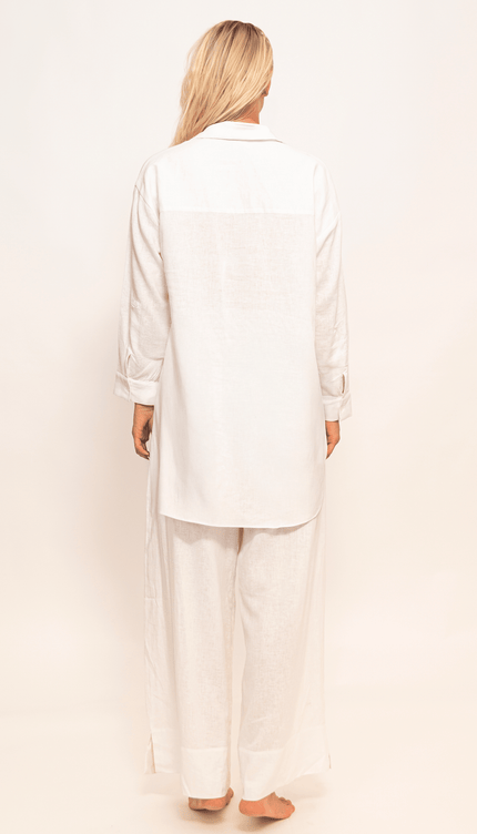 Pantalón Blanco Lino, Colección ODISEA - Bari, los mejores trajes de baño y Bikinis. Diseño y tecnología juntos.