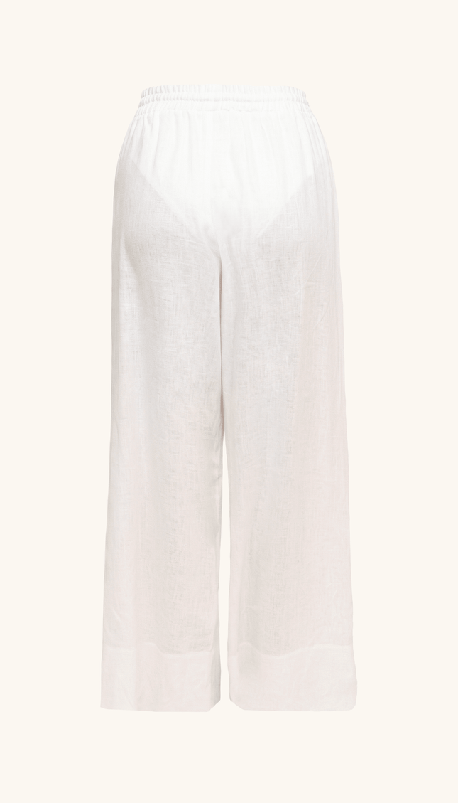 Pantalón Blanco Lino, Colección ODISEA - Bari, los mejores trajes de baño y Bikinis. Diseño y tecnología juntos.