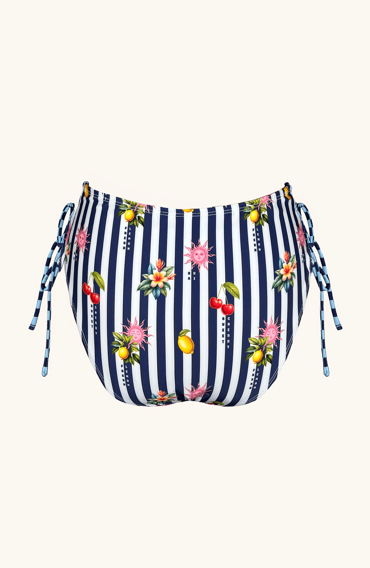 Panty Alta de Bikini Rayas, Colección Alma Frutal - Bari, los mejores trajes de baño y Bikinis. Diseño y tecnología juntos.