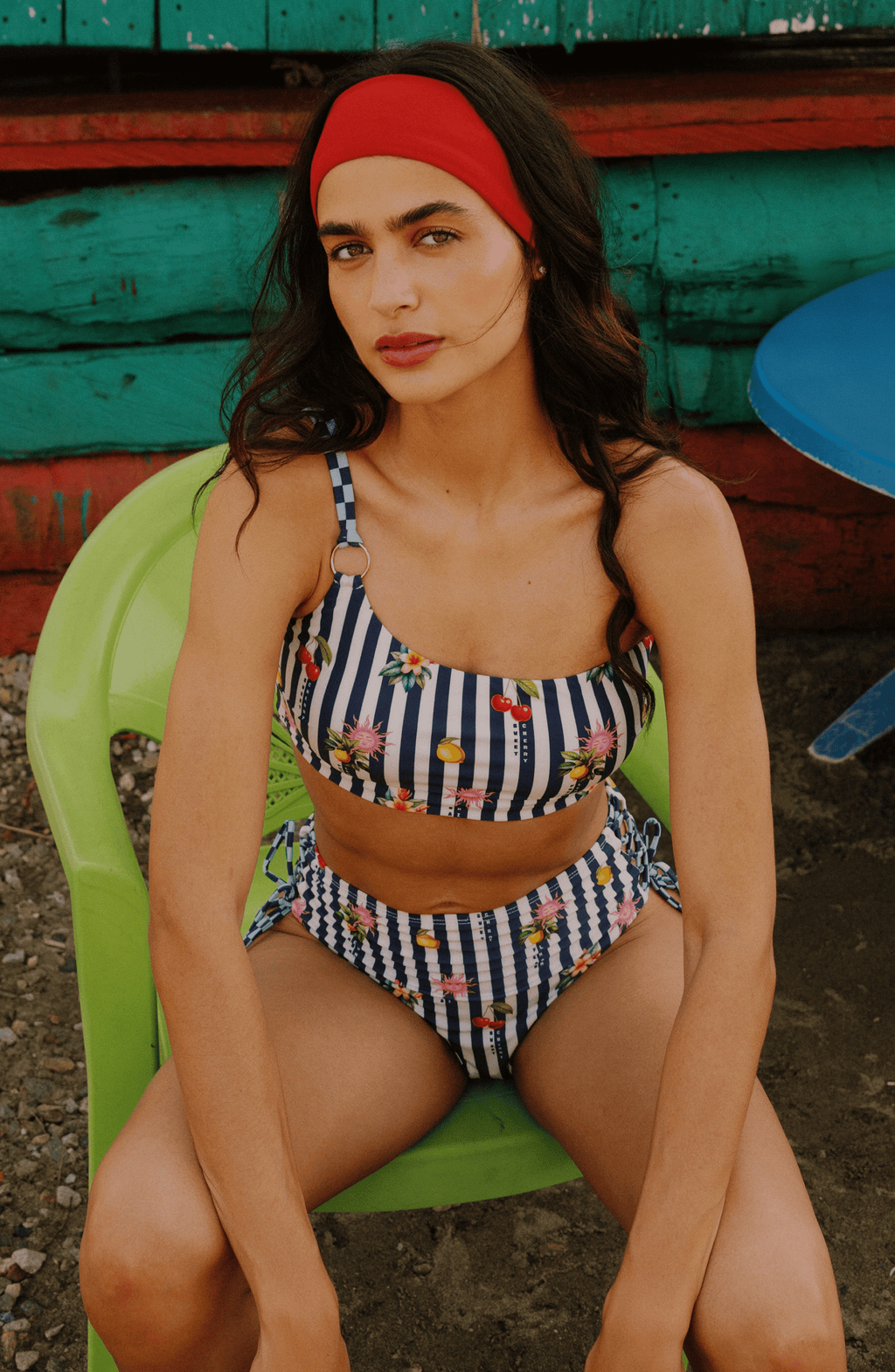 Panty Alta de Bikini Rayas, Colección Alma Frutal - Bari, los mejores trajes de baño y Bikinis. Diseño y tecnología juntos.