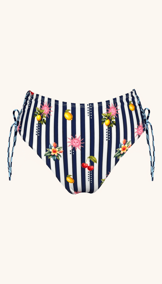 Panty Alta de Bikini Rayas, Colección Alma Frutal - Bari, los mejores trajes de baño y Bikinis. Diseño y tecnología juntos.