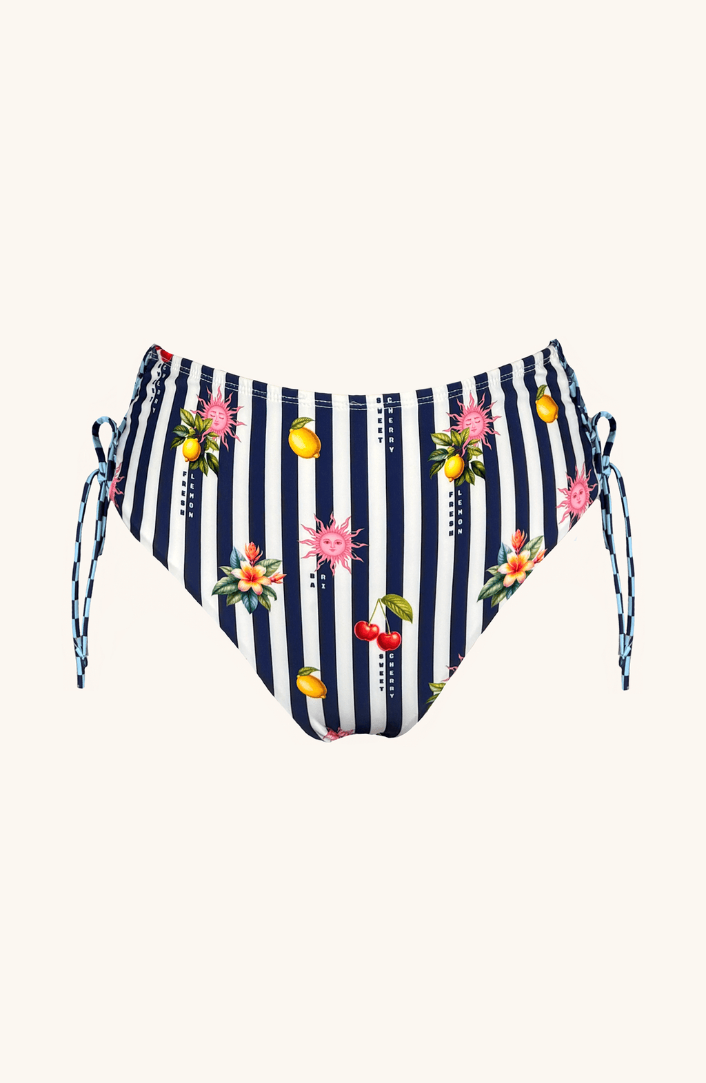 Panty Alta de Bikini Rayas, Colección Alma Frutal - Bari, los mejores trajes de baño y Bikinis. Diseño y tecnología juntos.