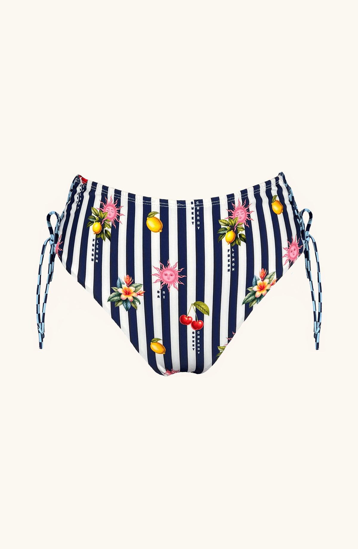 Panty Alta de Bikini Rayas, Colección Alma Frutal - Bari, los mejores trajes de baño y Bikinis. Diseño y tecnología juntos.