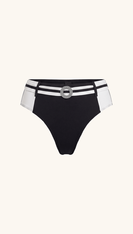 Panty de Bikini Negro con Blanco, Colección ODISEA - Bari, los mejores trajes de baño y Bikinis. Diseño y tecnología juntos.