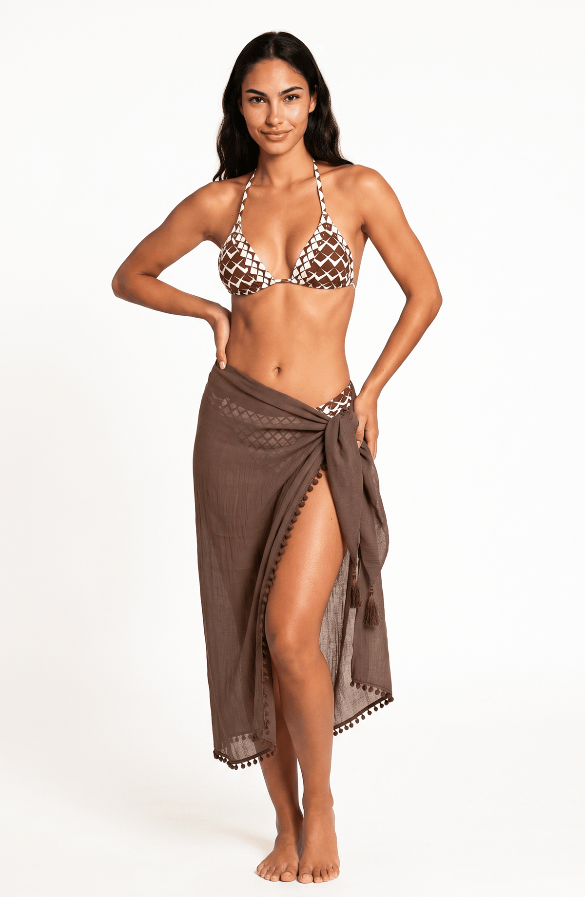 Pareo Café , Colección Alquimia - Bari, los mejores trajes de baño y Bikinis. Diseño y tecnología juntos.