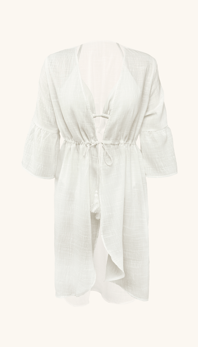 Salida Blanca Manga 3/4, Colección ODISEA - Bari, los mejores trajes de baño y Bikinis. Diseño y tecnología juntos.