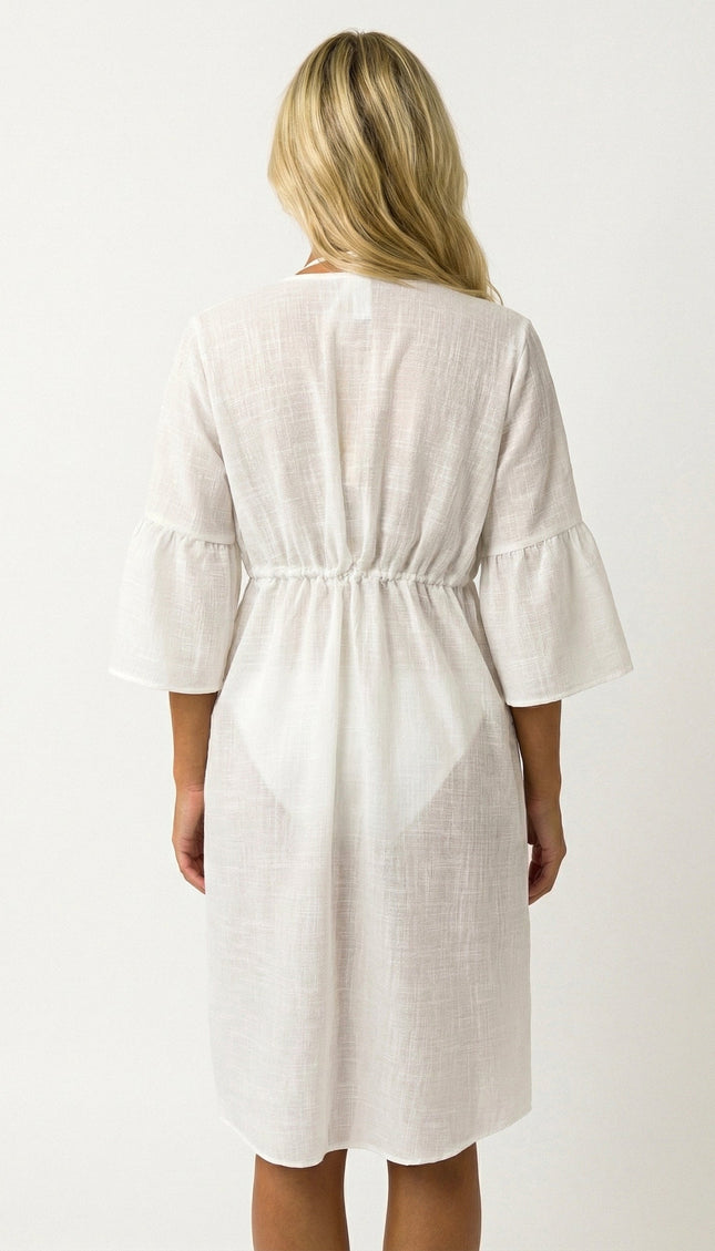 Salida Blanca Manga 3/4, Colección ODISEA - Bari, los mejores trajes de baño y Bikinis. Diseño y tecnología juntos.