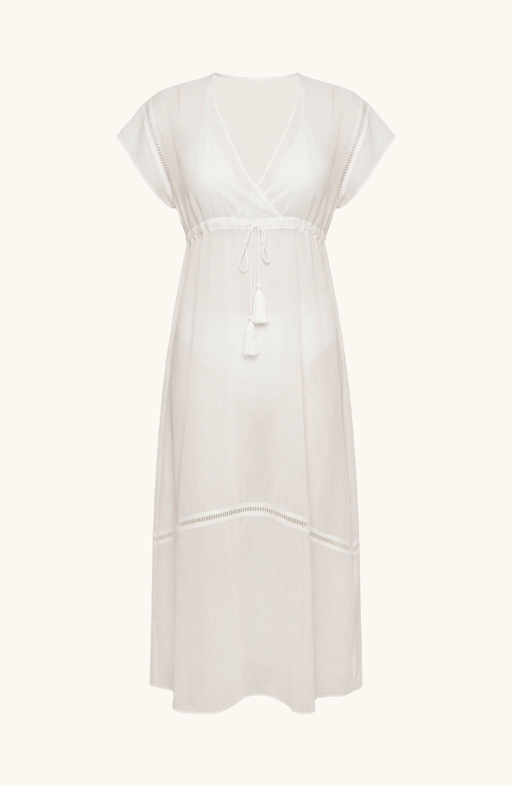 Salida Vestido Blanco, Colección ODISEA - Bari, los mejores trajes de baño y Bikinis. Diseño y tecnología juntos.