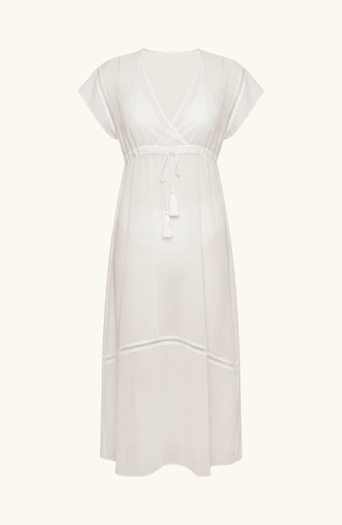 Salida Vestido Blanco, Colección ODISEA - Bari, los mejores trajes de baño y Bikinis. Diseño y tecnología juntos.