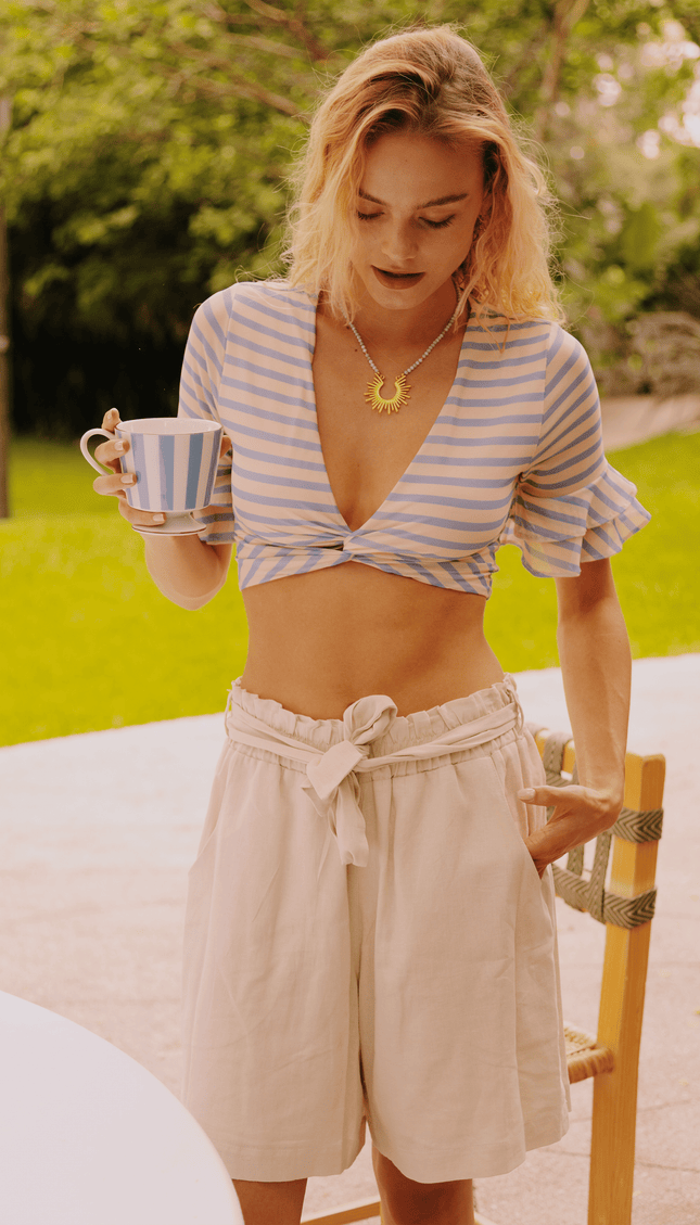 Short Arena de Lino, Colección Limoncello - Bari, los mejores trajes de baño y Bikinis. Diseño y tecnología juntos.