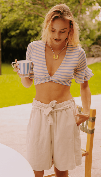 Short Arena de Lino, Colección Limoncello - Bari, los mejores trajes de baño y Bikinis. Diseño y tecnología juntos.