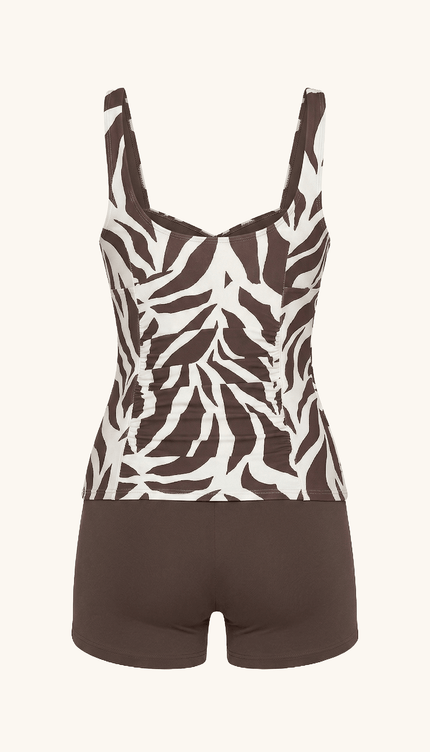 Tankini con Short Animal Print, Colección ODISEA - Bari, los mejores trajes de baño y Bikinis. Diseño y tecnología juntos.