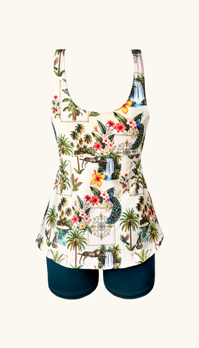 Tankini con Short Tropicana , Colección ODISEA - Bari, los mejores trajes de baño y Bikinis. Diseño y tecnología juntos.