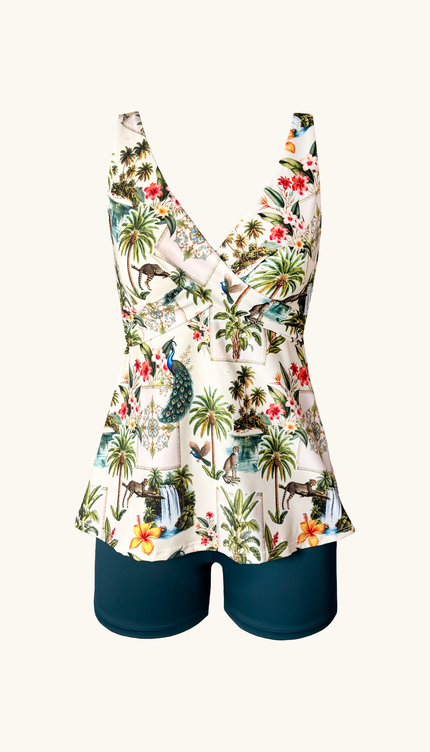 Tankini con Short Tropicana , Colección ODISEA - Bari, los mejores trajes de baño y Bikinis. Diseño y tecnología juntos.