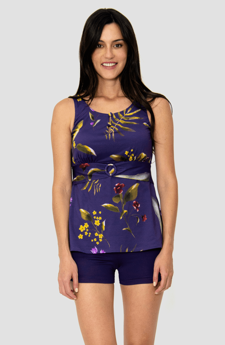 Tankini Estampado Botánico Short Alma Viajera - Bari, los mejores trajes de baño y Bikinis. Diseño y tecnología juntos.