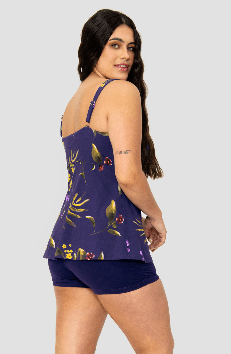 Tankini Estampado Botánico Short Alma Viajera - Bari, los mejores trajes de baño y Bikinis. Diseño y tecnología juntos.
