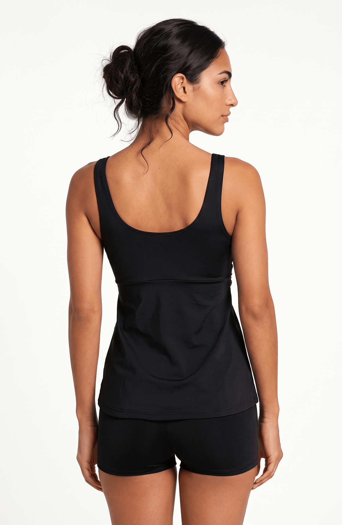 Tankini Negro con Short, Colección Alquimia - Bari, los mejores trajes de baño y Bikinis. Diseño y tecnología juntos.