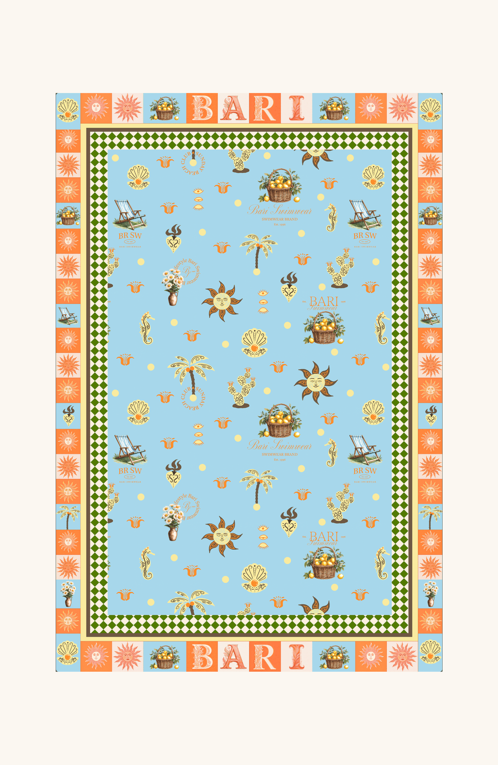 Toalla Reversible Campirana , Colección ODISEA - Bari, los mejores trajes de baño y Bikinis. Diseño y tecnología juntos.
