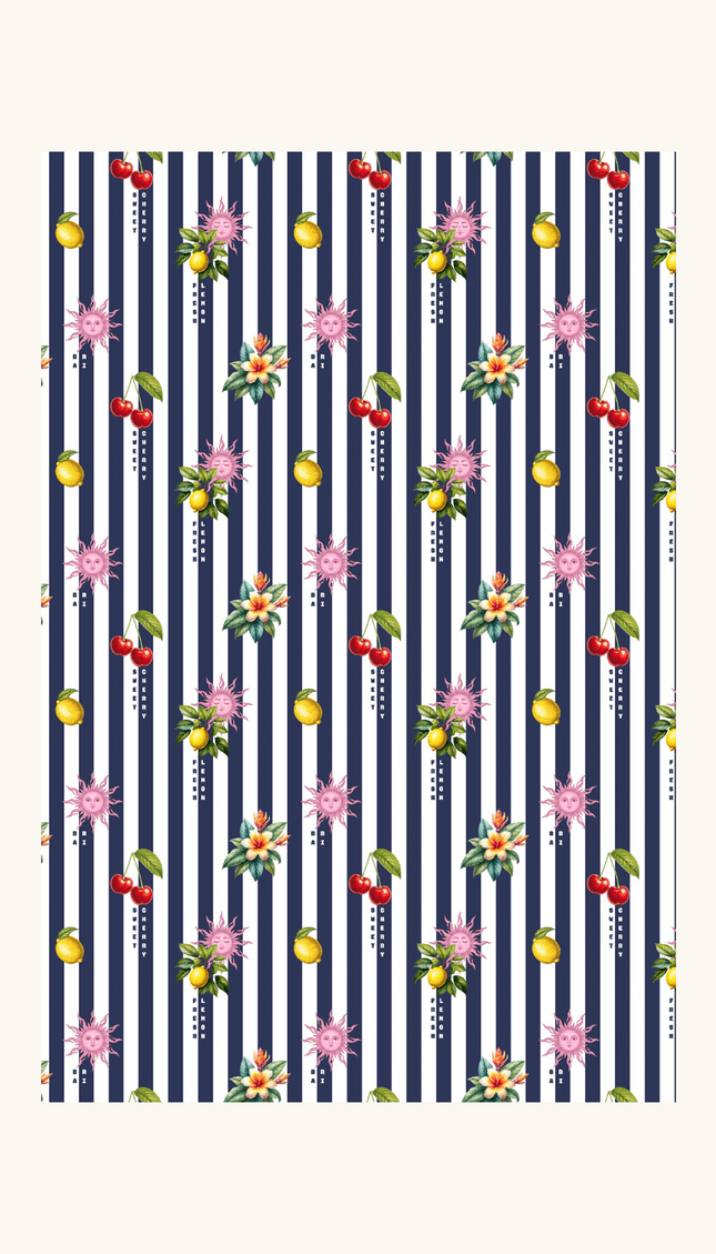 Toalla Reversible Cuadros, Colección Alma Frutal - Bari, los mejores trajes de baño y Bikinis. Diseño y tecnología juntos.