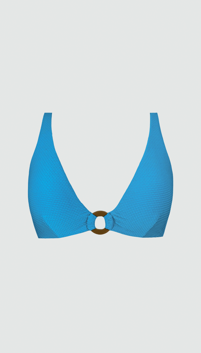 Top Bikini Azul Argolla Bailando Entre Palmas - Bari, los mejores trajes de baño y Bikinis. Diseño y tecnología juntos.