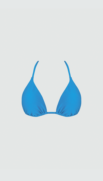 Top Bikini Triangular Azul Bailando Entre Palmas - Bari, los mejores trajes de baño y Bikinis. Diseño y tecnología juntos.