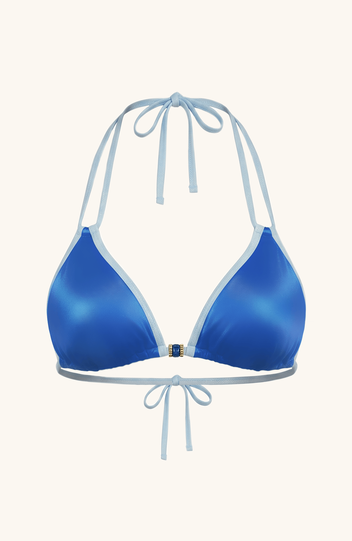 Top de Bikini Azul triangular , Colección Alquimia - Bari, los mejores trajes de baño y Bikinis. Diseño y tecnología juntos.