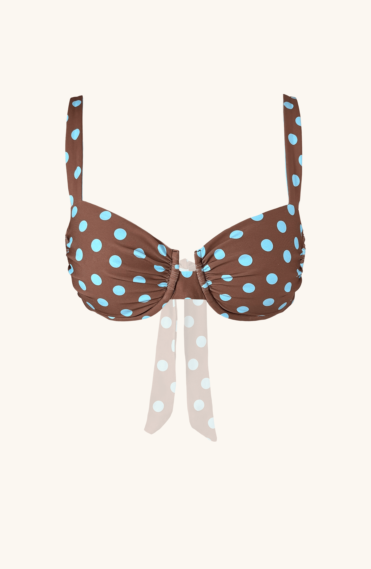 Top de Bikini Café con Lunares, Colección ODISEA - Bari, los mejores trajes de baño y Bikinis. Diseño y tecnología juntos.