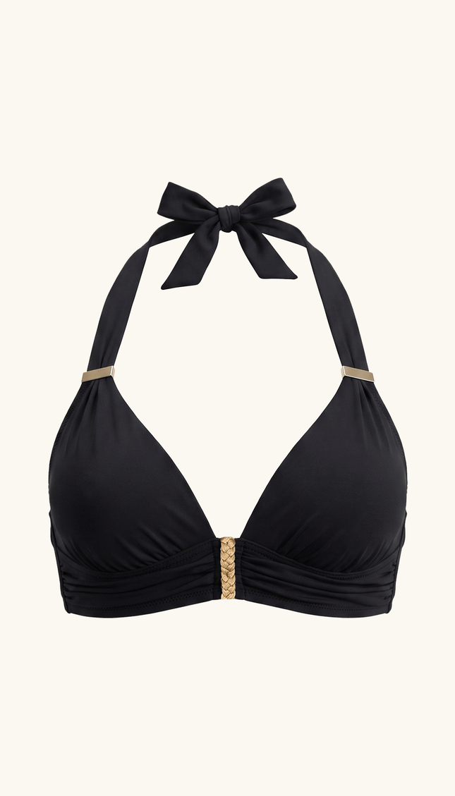 Top de Bikini Negro, Colección Alquimia - Bari, los mejores trajes de baño y Bikinis. Diseño y tecnología juntos.