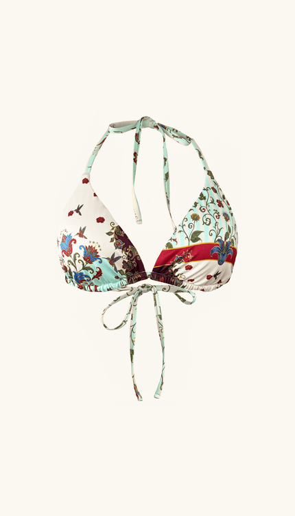 Top de Bikini Triangular Paisley Floral , Colección ODISEA - Bari, los mejores trajes de baño y Bikinis. Diseño y tecnología juntos.