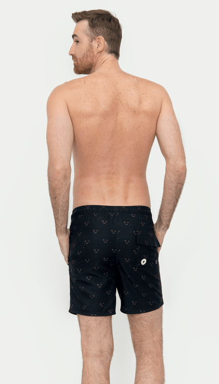 Traje de Baño Bermuda Caballero Negro Palmeras, Bari Swimwear - Bari, los mejores trajes de baño y Bikinis. Diseño y tecnología juntos.