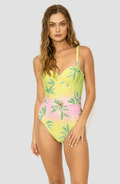 Traje de Baño Completo Estampado Palmas Degradado con Cinturón Aurora - Bari, los mejores trajes de baño y Bikinis. Diseño y tecnología juntos.