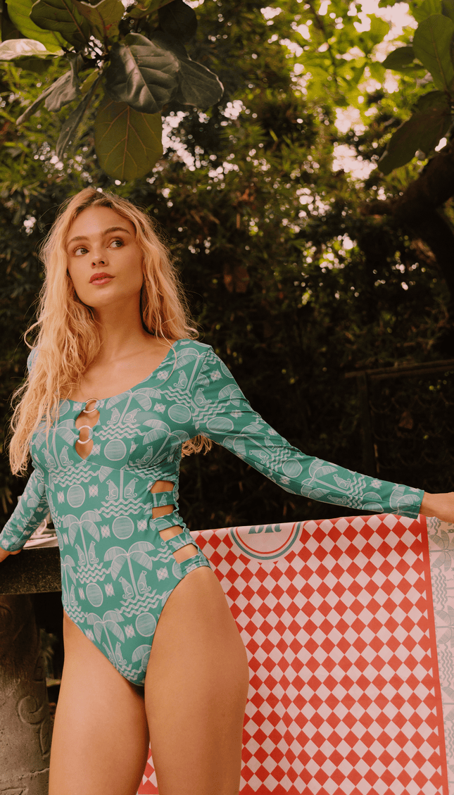 Traje de Baño Completo Manga Larga Fresca Menta, Colección Limoncello - Bari, los mejores trajes de baño y Bikinis. Diseño y tecnología juntos.