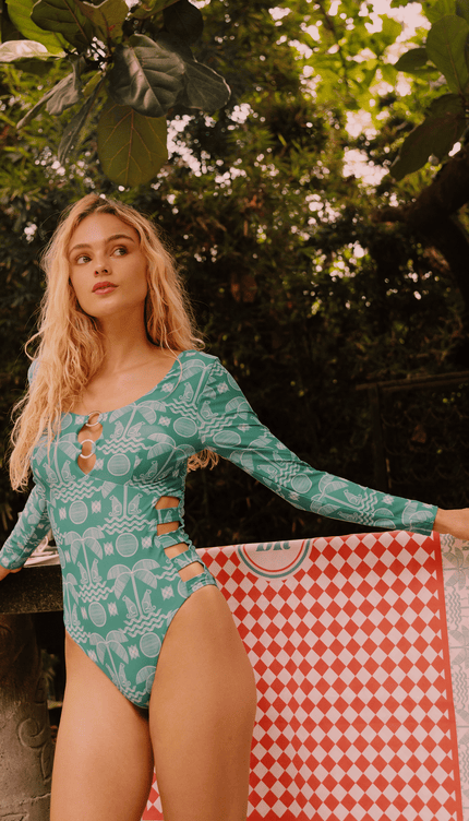 Traje de Baño Completo Manga Larga Fresca Menta, Colección Limoncello - Bari, los mejores trajes de baño y Bikinis. Diseño y tecnología juntos.