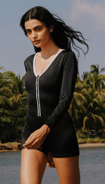 Traje de Baño Completo Midnight Control Abdominal Manga Larga, Colección Alma Frutal - Bari, los mejores trajes de baño y Bikinis. Diseño y tecnología juntos.